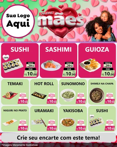 Modelo de Rede Social para Feed Instagram com o tema Dia das Mães para Comida japonesa
