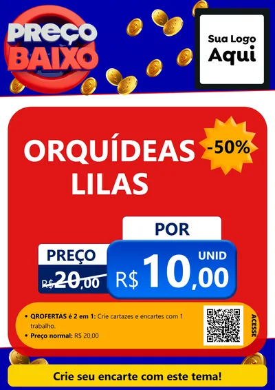 Modelo de Cartaz para Cartaz A4 Vertical com o tema Preço Baixo para Floricultura e jardim