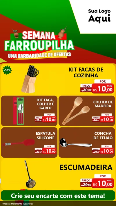 Modelo de TV para TV Vertical com o tema Semana Farroupilha - Uma Barbaridade de Ofertas para Utilidades Domésticas
