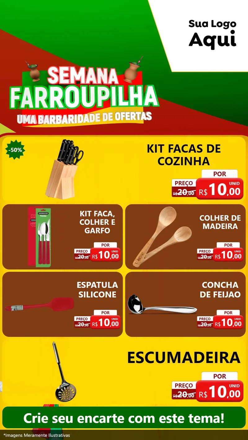 Modelo de TV para TV Vertical com o tema Semana Farroupilha - Uma Barbaridade de Ofertas para Utilidades Domésticas