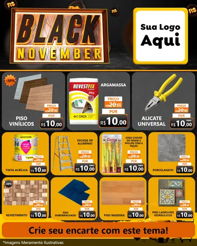 Modelo de Rede Social para Feed Instagram com o tema Black November para Material para Construção