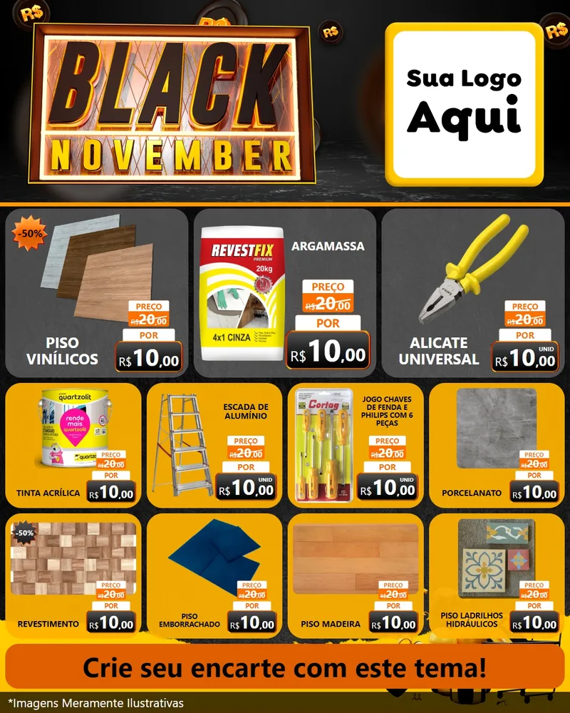 Modelo de Rede Social para Feed Instagram com o tema Black November para Material para Construção