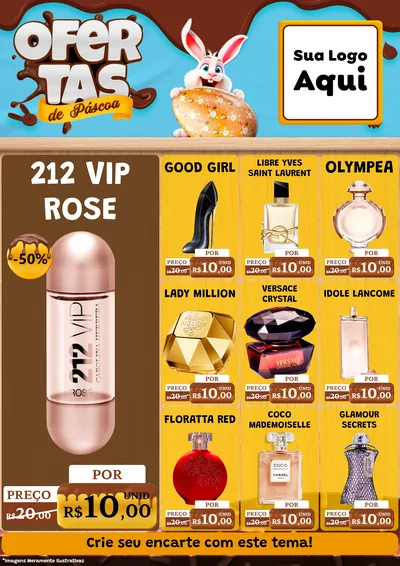Modelo de Encarte para Encarte A4 Vertical com o tema Ofertas de Páscoa para Perfumes