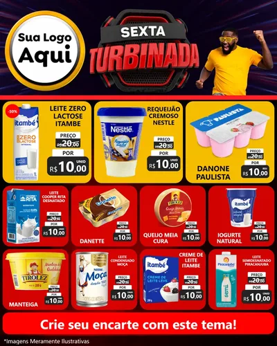 Modelo de Rede Social para Feed Instagram com o tema Sexta Turbinada para Frios e Laticínios