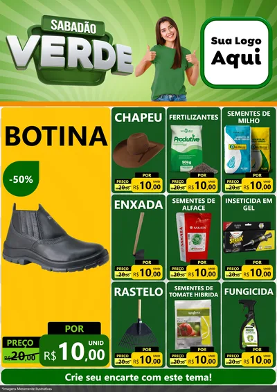 Modelo de Encarte para Encarte A4 Vertical com o tema Sabadão Verde para Agropecuária