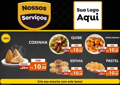 Modelo de Encarte para Encarte A4 Horizontal com o tema Nossos Serviços para Salgadaria