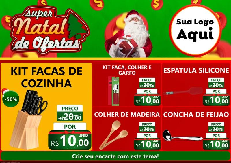 Modelo de Encarte para Encarte A4 Horizontal com o tema Super Natal de Ofertas para Utilidades Domésticas