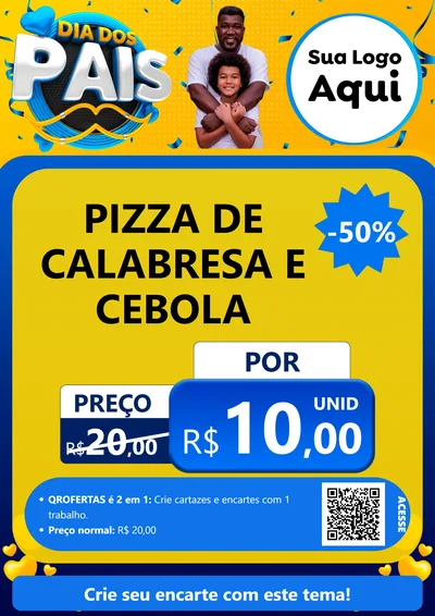 Modelo de Cartaz para Cartaz A4 Vertical com o tema Dia dos Pais para Pizzaria
