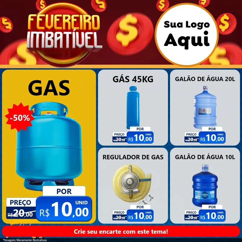 Modelo de Rede Social para Feed Facebook com o tema Fevereiro Imbatível para Água e gás