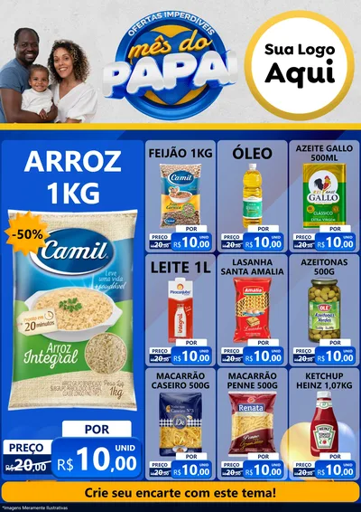 Modelo de Encarte para Encarte A4 Vertical com o tema Ofertas Imperdíveis Mês Do Papai para Supermercado