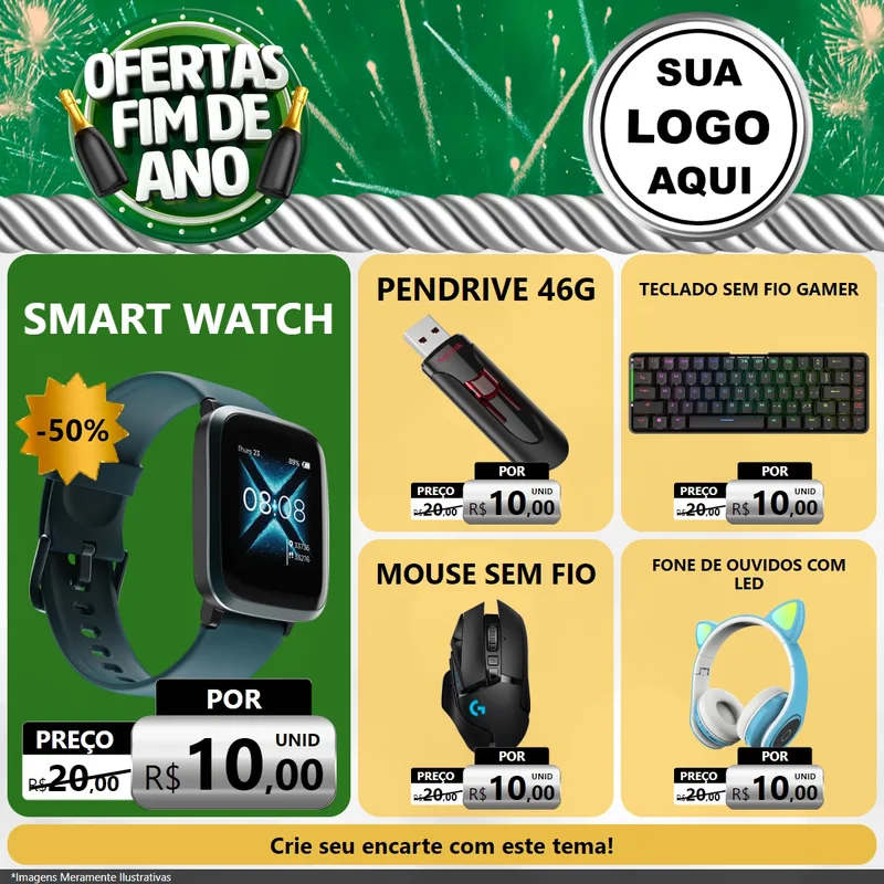 Modelo de Rede Social para Feed Facebook com o tema Ofertas Fim de Ano para Informática