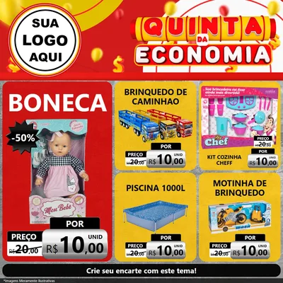 Modelo de Rede Social para Feed Facebook com o tema Quinta da Economia para Brinquedos