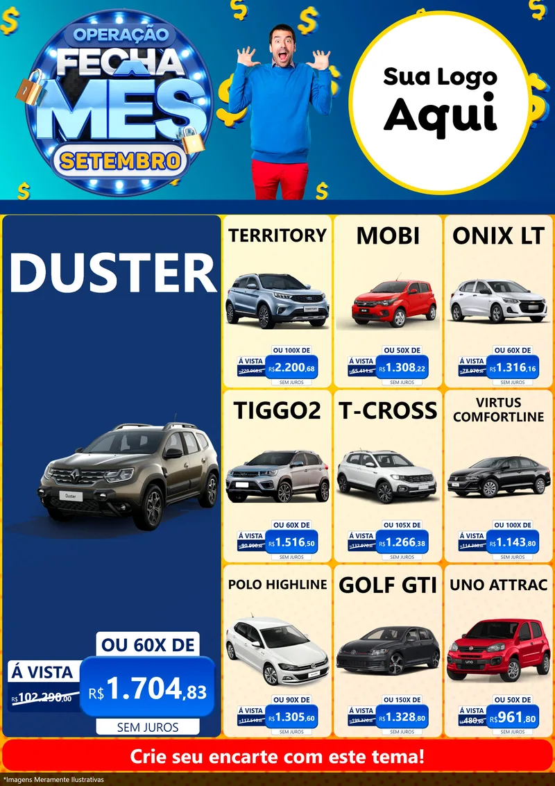 Modelo de Encarte para Encarte A4 Vertical com o tema Operação Fecha Mês Setembro para Concessionaria de Carros