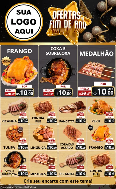 Modelo de Encarte para Encarte Grande com o tema Ofertas de Fim de Ano para Assados