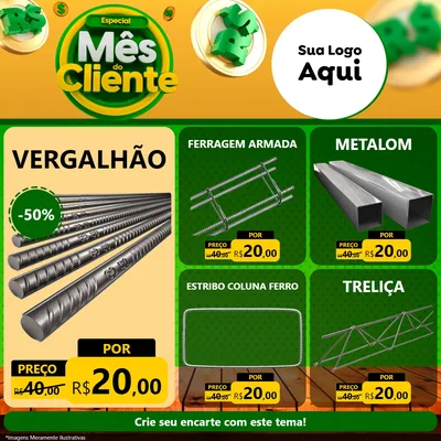 Modelo de Rede Social para Feed Facebook com o tema Especial Mês do Cliente para Ferragens