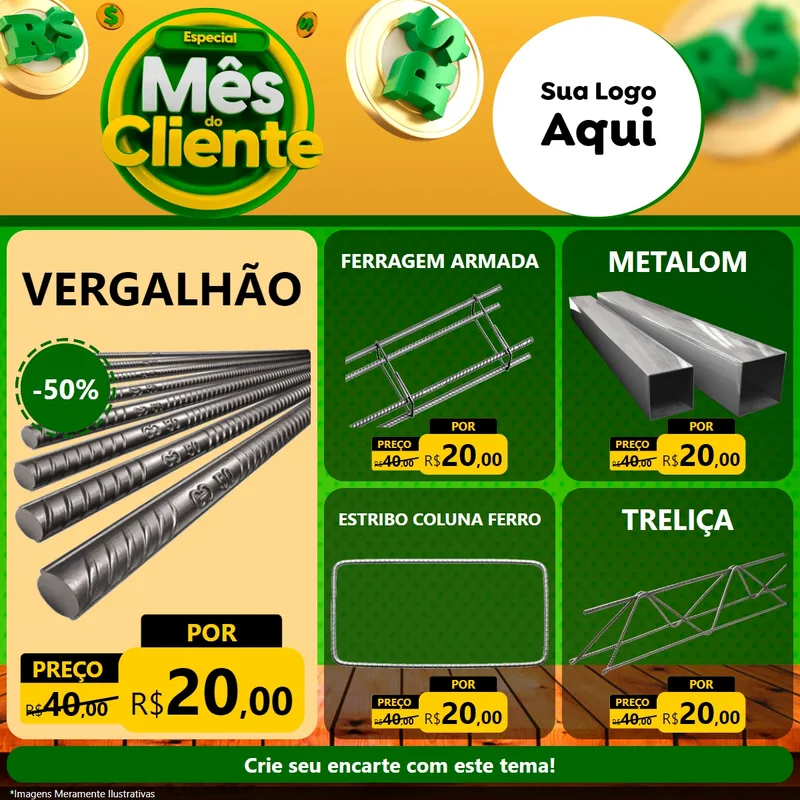 Modelo de Rede Social para Feed Facebook com o tema Especial Mês do Cliente para Ferragens