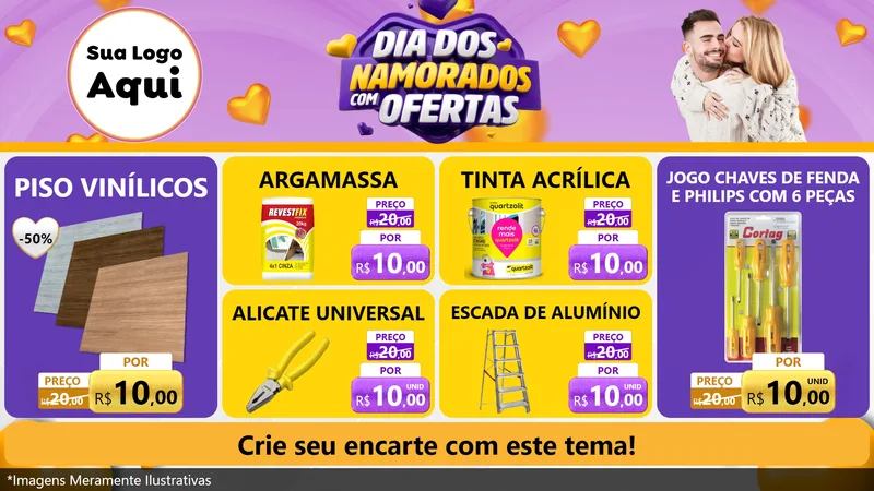 Modelo de TV para TV Horizontal com o tema Dia Dos Namorados Com Ofertas para Material para Construção