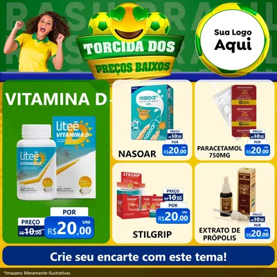Modelo de Rede Social para Feed Facebook com o tema Torcida dos Preços Baixos - Copa para Farmácia