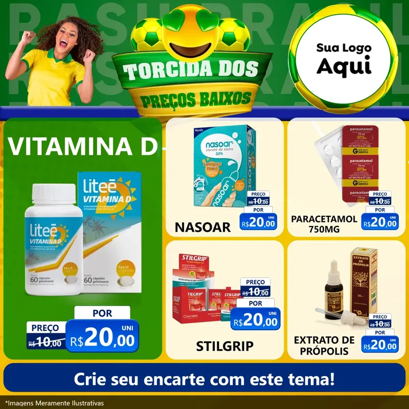 Modelo de Rede Social para Feed Facebook com o tema Torcida dos Preços Baixos - Copa para Farmácia