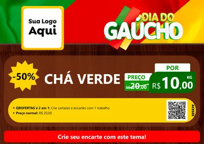Modelo de Cartaz para Cartaz A4 Horizontal com o tema Dia do Gaúcho para Produtos Naturais
