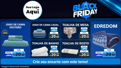 Modelo de TV para TV Horizontal com o tema Black Friday para Cama, Mesa e Banho