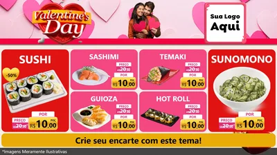 Modelo de TV para TV Horizontal com o tema Valentine's Day para Comida japonesa