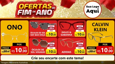 Modelo de TV para TV Horizontal com o tema Ofertas de Fim de Ano para Óticas