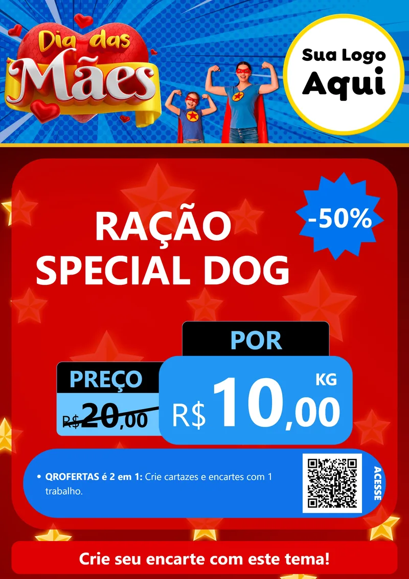 Modelo de Cartaz para Cartaz A4 Vertical com o tema Dia das Mães para Pet Shop