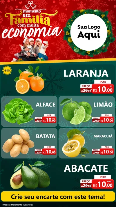 Modelo de TV para TV Vertical com o tema Momento em Família (Natal) para Hortifrúti