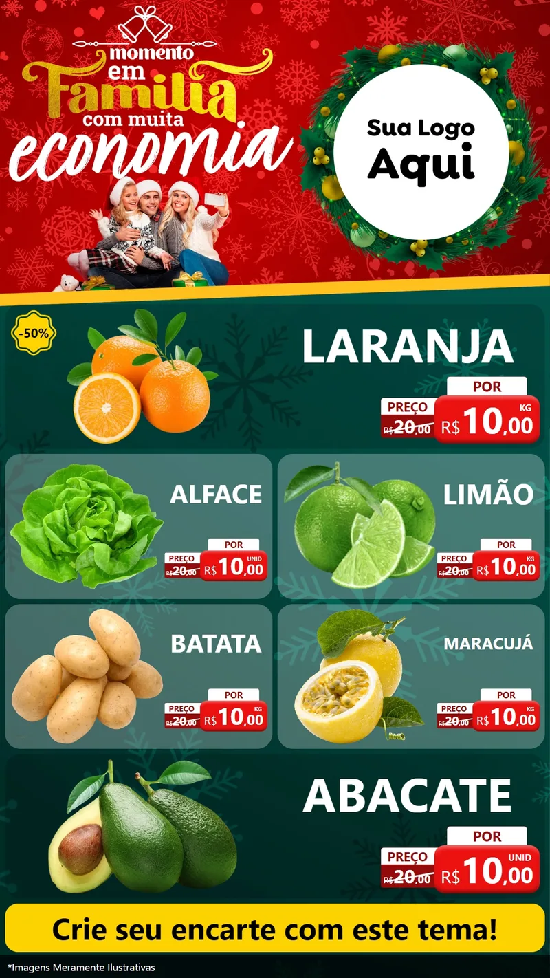 Modelo de TV para TV Vertical com o tema Momento em Família (Natal) para Hortifrúti