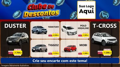 Modelo de TV para TV Horizontal com o tema Clube de Descontos para Concessionaria de Carros