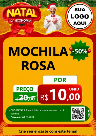 Modelo de Cartaz para Cartaz A4 Vertical com o tema Natal da Economia para Papelaria