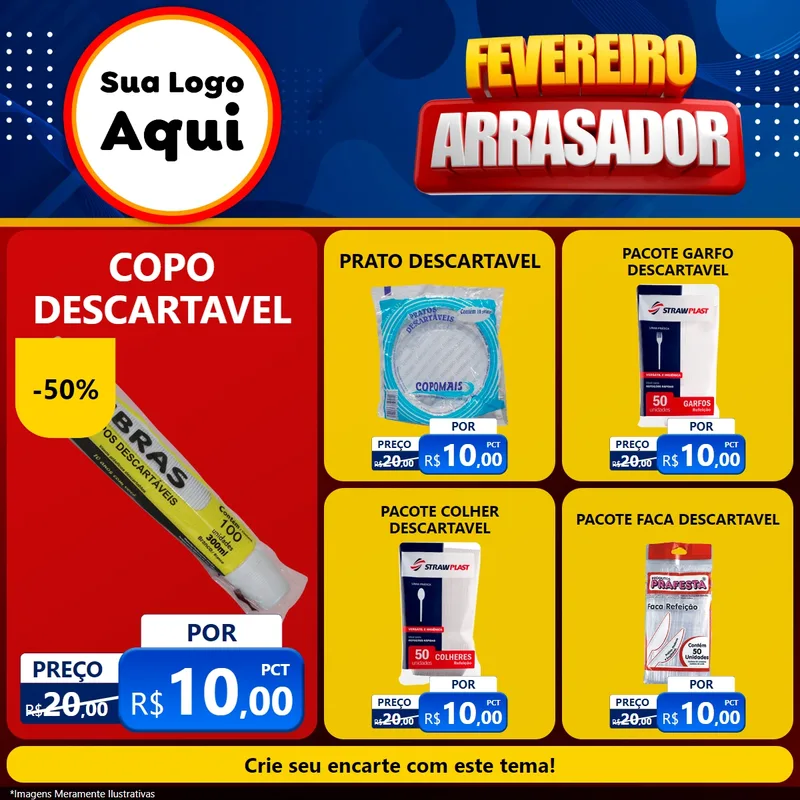 Modelo de Rede Social para Feed Facebook com o tema Fevereiro Arrasador para Embalagens