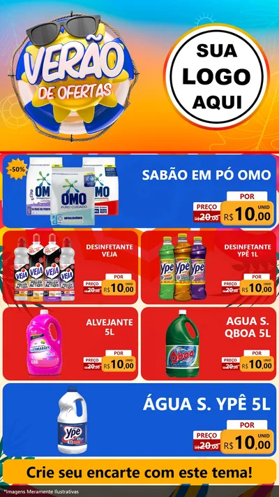 Modelo de TV para TV Vertical com o tema Verão de Ofertas para Produtos de Limpeza