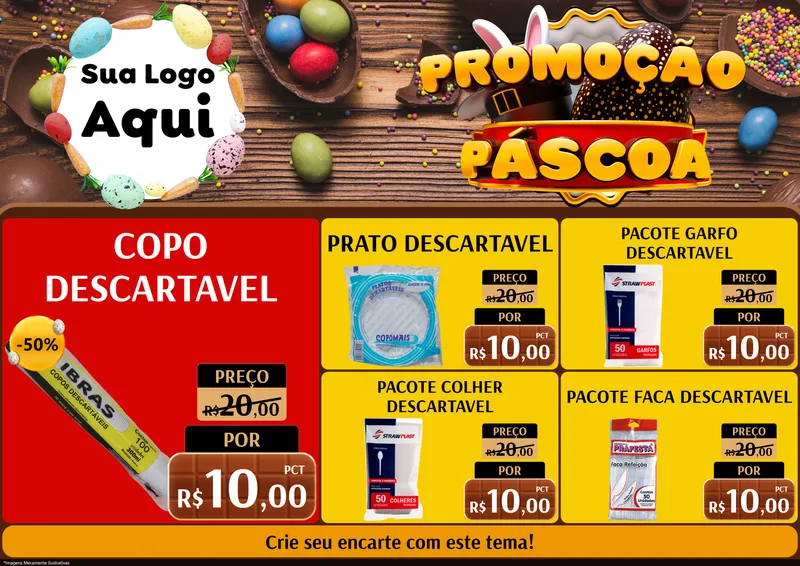 Modelo de Encarte para Encarte A4 Horizontal com o tema Promoção Páscoa para Embalagens