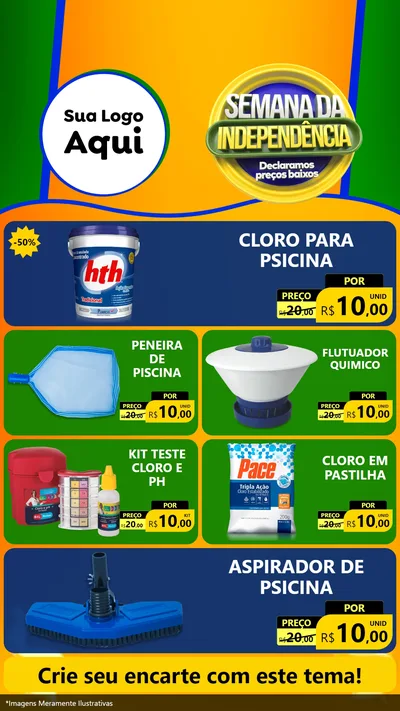 Modelo de TV para TV Vertical com o tema Semana da Independência Declaramos Preços Baixos para Produtos para Piscina