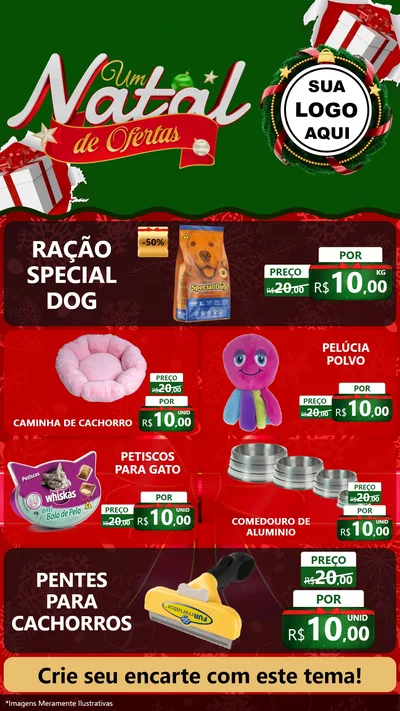 Modelo de TV para TV Vertical com o tema Um Natal de Ofertas para Pet Shop
