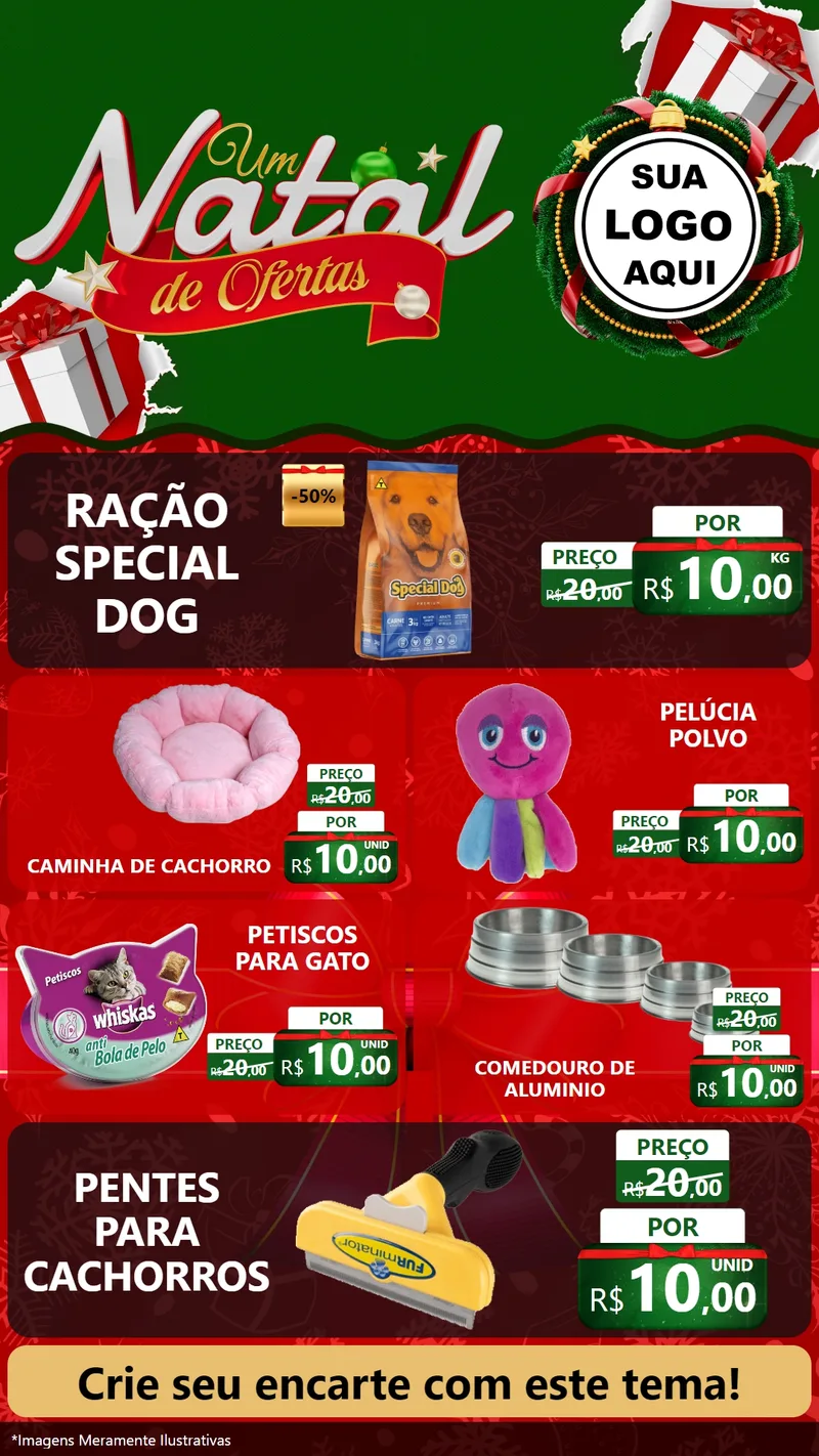 Modelo de TV para TV Vertical com o tema Um Natal de Ofertas para Pet Shop