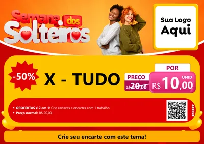Modelo de Cartaz para Cartaz A4 Horizontal com o tema Semana dos Solteiros para Hamburgueria