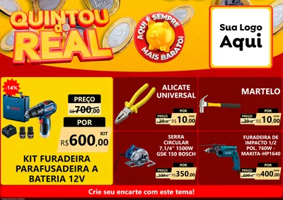 Modelo de Encarte para Encarte A4 Horizontal com o tema Quintou do Real para Maquinas e Ferramentas
