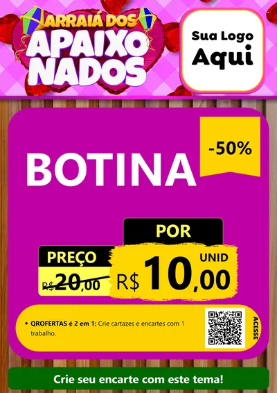 Modelo de Cartaz para Cartaz A4 Vertical com o tema Arraiá dos Apaixonados para Agropecuária