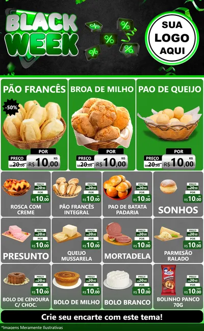 Modelo de Encarte para Encarte Grande com o tema Black Week para Padaria