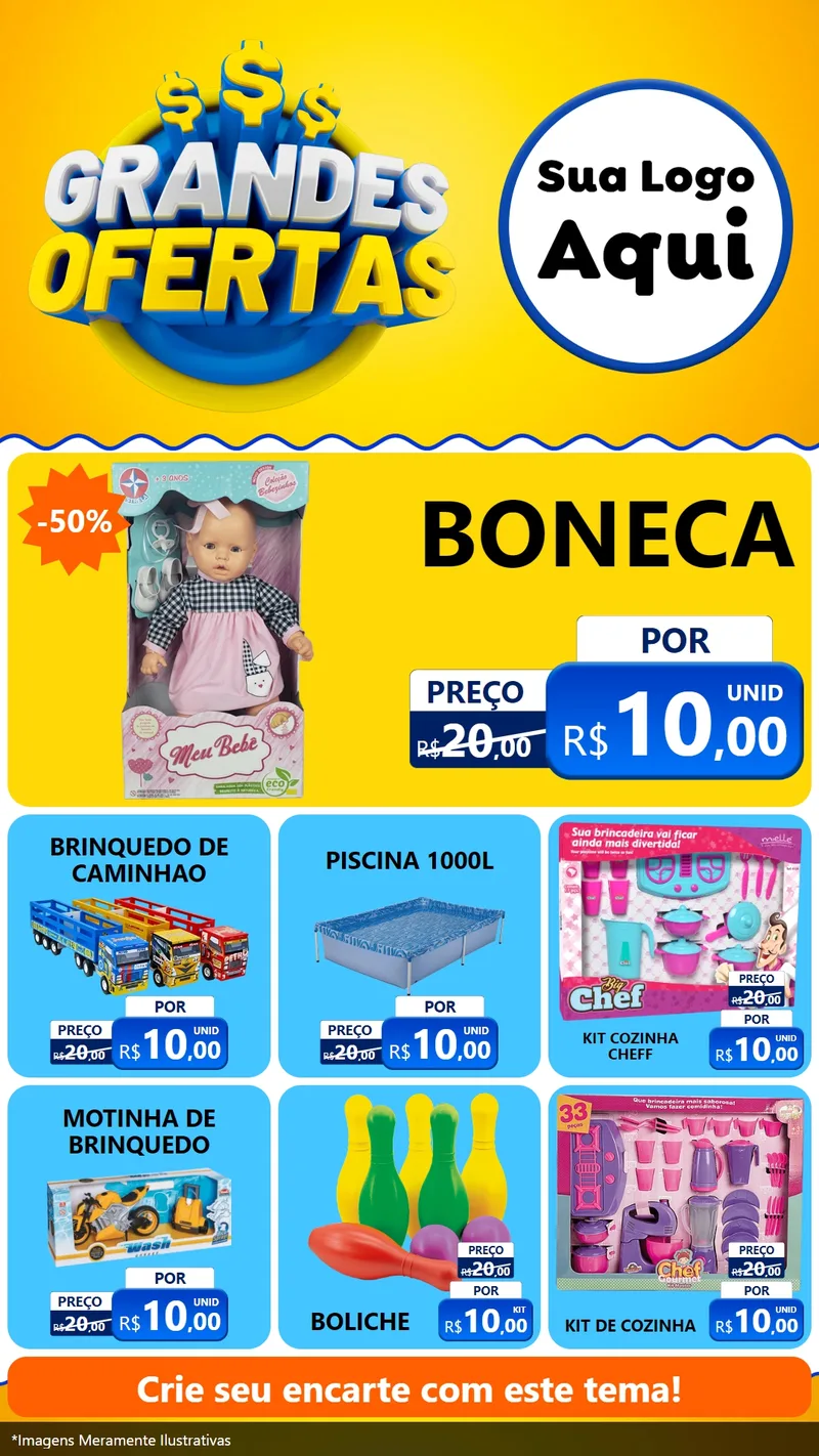 Modelo de Rede Social para Stories com o tema Grandes Ofertas para Brinquedos