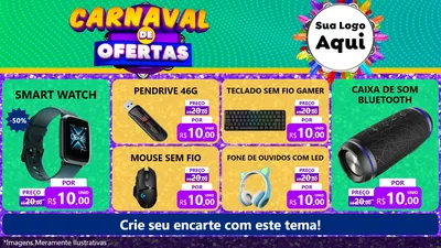 Modelo de TV para TV Horizontal com o tema Carnaval de Ofertas para Informática