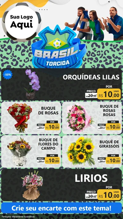 Modelo de TV para TV Vertical com o tema Brasil Torcida - Copa para Floricultura e jardim