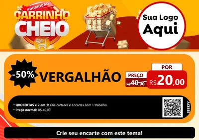Modelo de Cartaz para Cartaz A4 Horizontal com o tema Promoção carrinho cheio para Ferragens