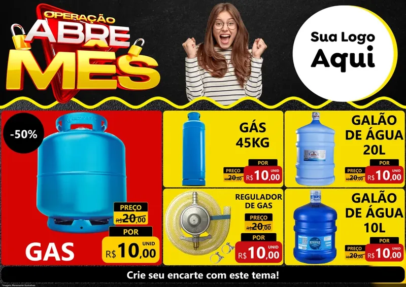 Modelo de Encarte para Encarte A4 Horizontal com o tema Operação Abre Mês para Água e gás