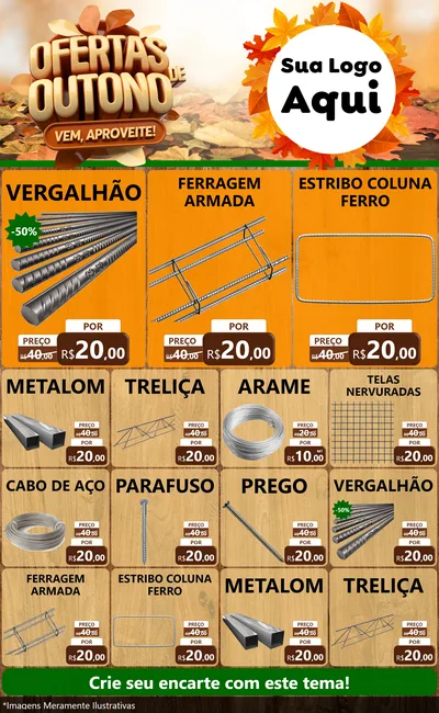 Modelo de Encarte para Encarte Grande com o tema Ofertas de Outono - Vem, Aproveite! para Ferragens