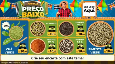 Modelo de TV para TV Horizontal com o tema Arraiá de Preço Baixo - Junina para Produtos Naturais