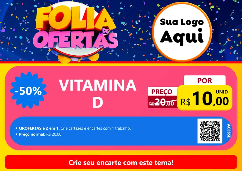 Modelo de Cartaz para Cartaz A4 Horizontal com o tema Folia de Ofertas para Farmácia
